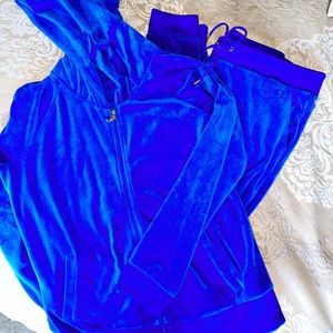 Juicy sweatsuit jogging pants hoodie royal blue L XL active lounge large